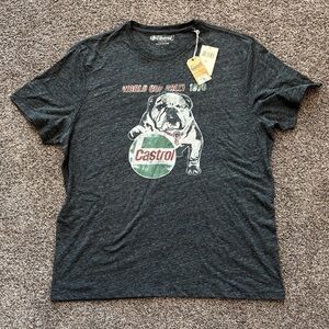 NWT Castrol for Lucky Brand Charcoal Bulldog Graphic Tee